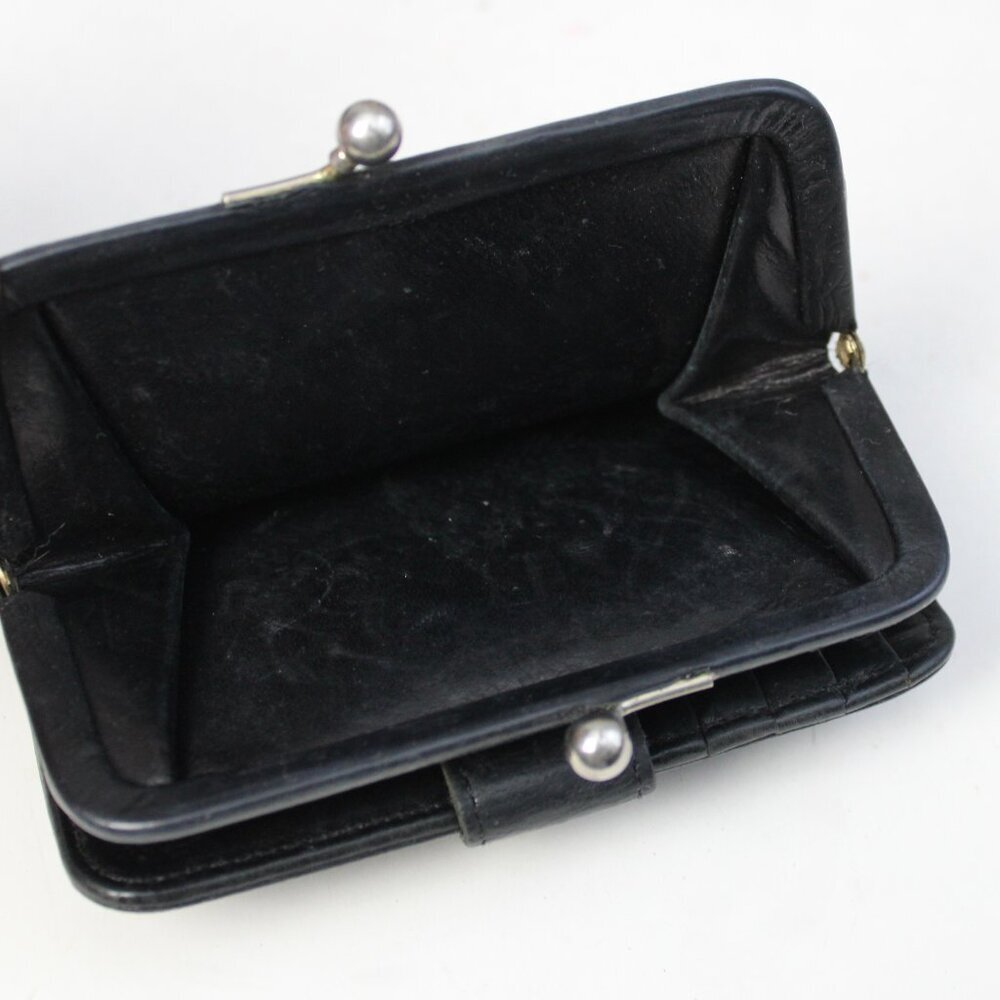 Coach Vintage 90's Continental Bifold Framed Kisslock Black Leather Wallet 4886 - Picture 7 of 8